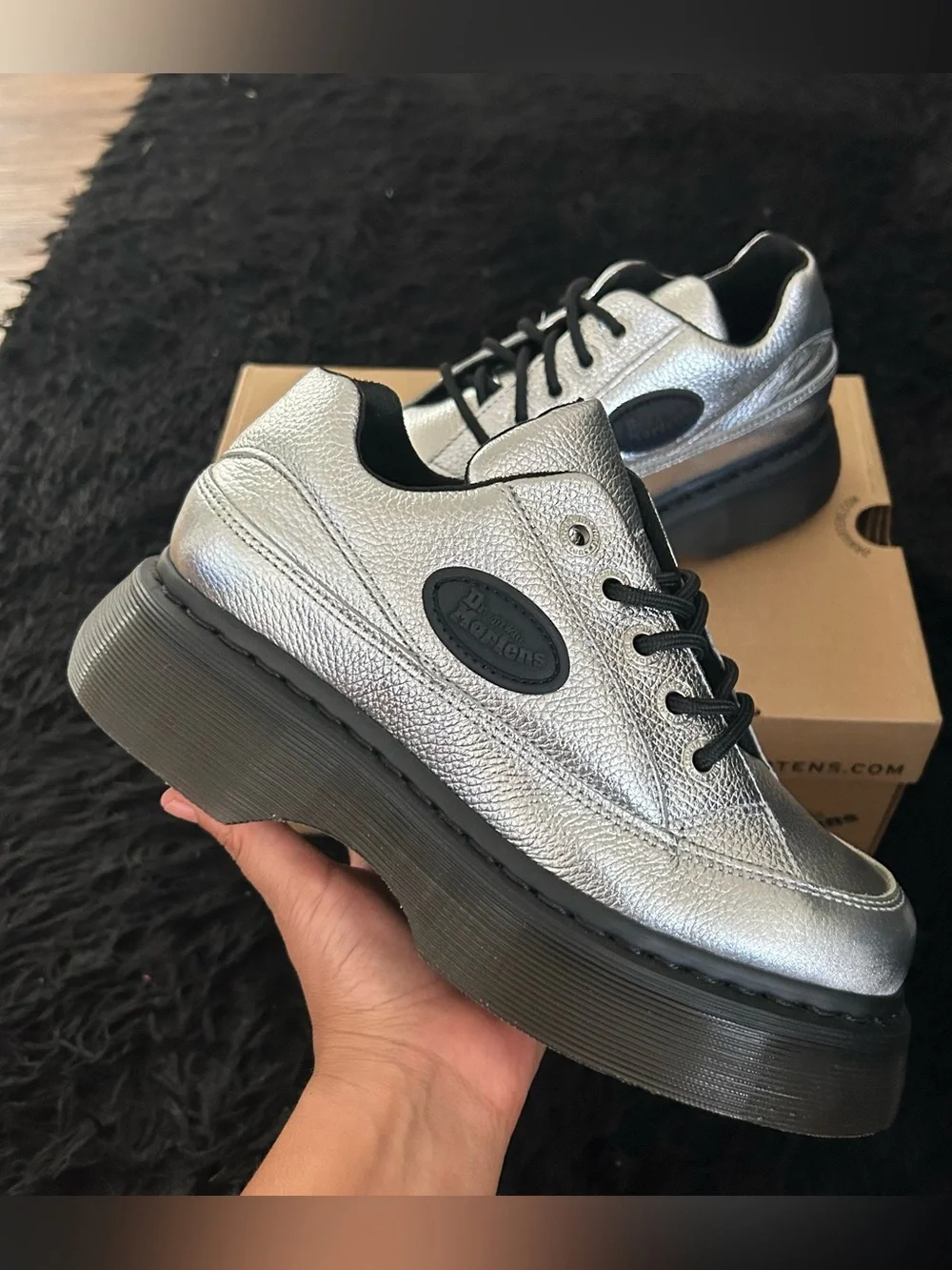 DR MARTENS Buzz 5I silver leather platform lace up oxfords shoes women’s 7 new